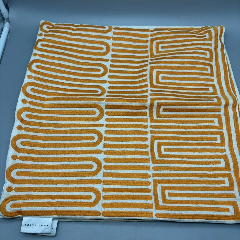 Trina Turk Throw Pillow Cover (No Insert) Orange Geometric 18